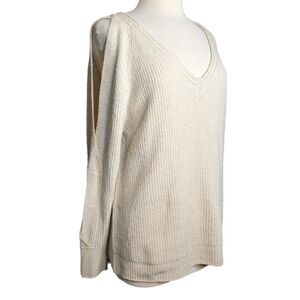 Maurices ribbed stretch cold shoulder v-neck light pink  sweater, sz S